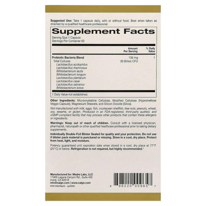 California Gold Nutrition LactoBif® 30 Probiotics, 30 Billion CFU, 60 Veggie Capsules