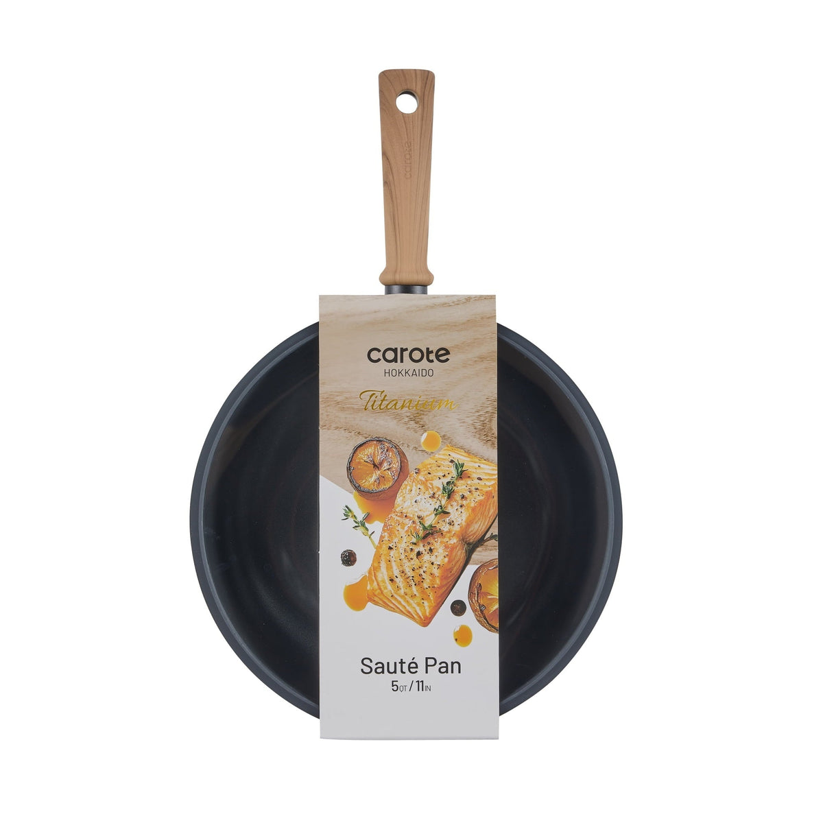 Carote Titanium Nonstick Saute Pan with Lid, 11" Non-Stick Jumbo Cooker Compatible with All Stoves, Dishwasher Safe, 5QT, Black