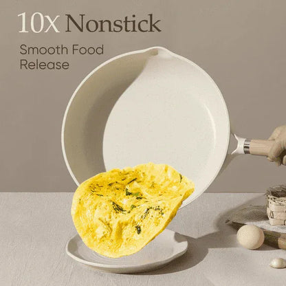 Carote Nonstick Frying Pan 8" Skillet With Induction, Egg Omelet Pan Non-Stick Chef's Pan Compatible for All Stoves, Bon Appetit, White Granite