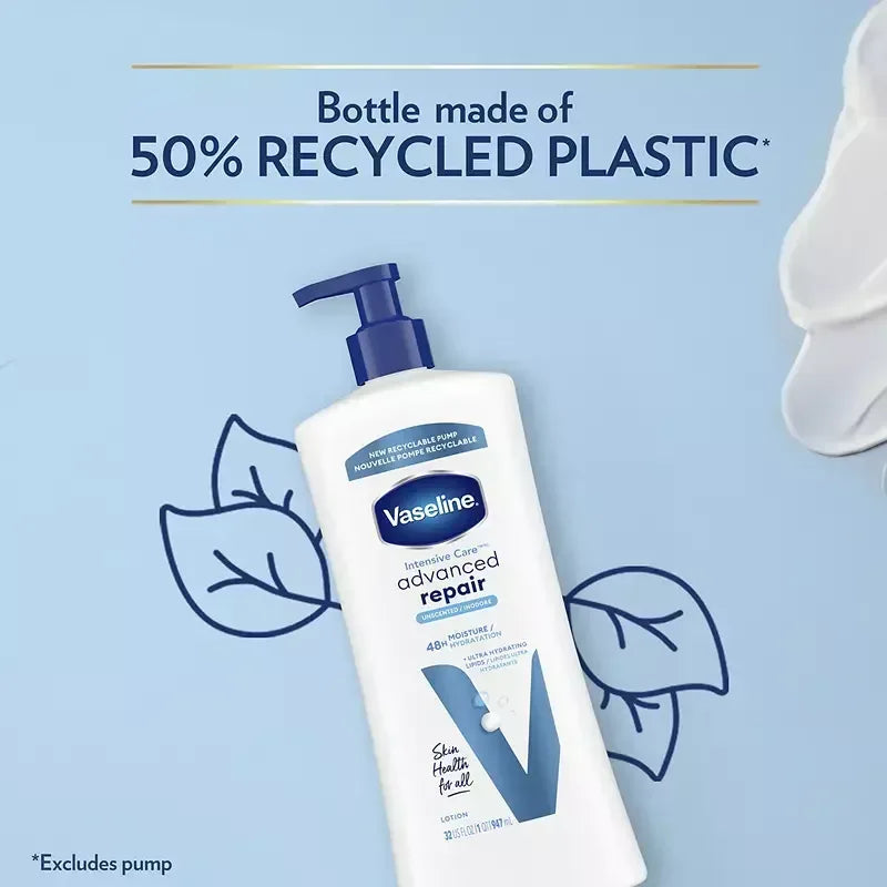 Vaseline Intensive Care Body Lotion, Advanced Repair, Unscented, 2 pk./20 oz. + Bonus 10 oz. Lotion
