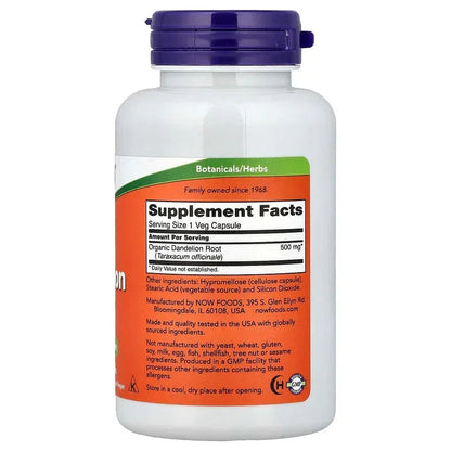 NOW Foods, Dandelion Root, 500 mg, 100 Veg Capsules