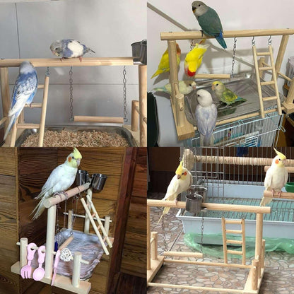 kathson Bird Playground,Parrot Play Stand,Parakeet Play Gym with Feeding Cups,Cockatiel Perchs Playstand with Exercise Toys for Budgie Conures Cockatoos Lovebirds Playpen