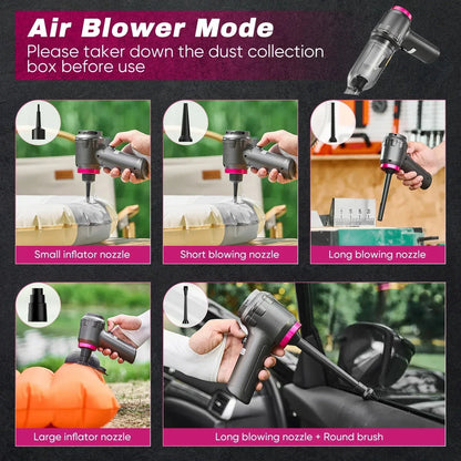 Saker 3-in-1 Car Vacuum Cleaner with 16000PA Powerful Suction, Cordless Handheld Vacuum Cleaner with Multi-Nozzles for Car, Home, Office, Pet