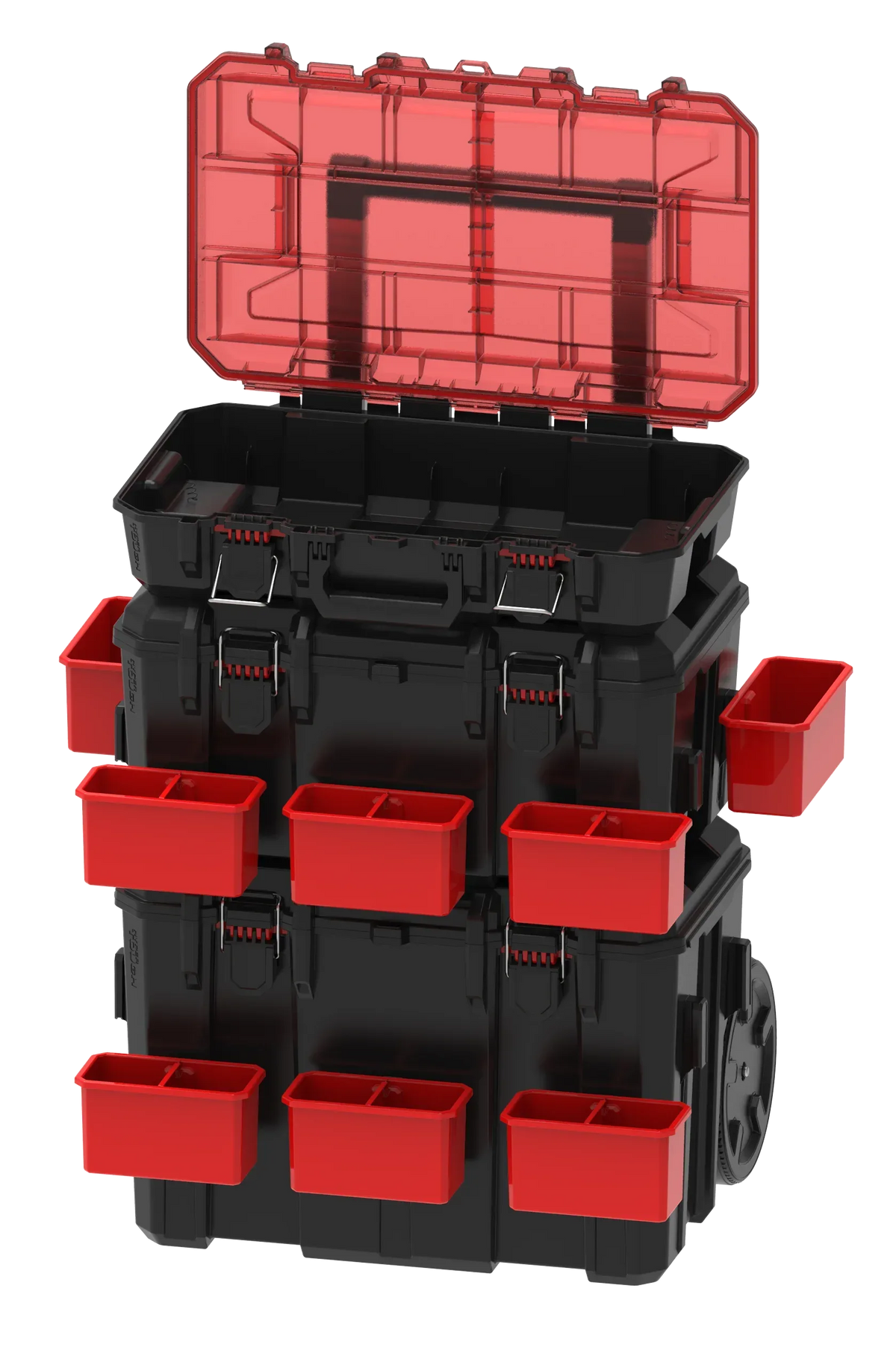 Hyper Tough Hyper Stack Heavy Duty 3 Piece Modular Rolling Toolbox System, Black
