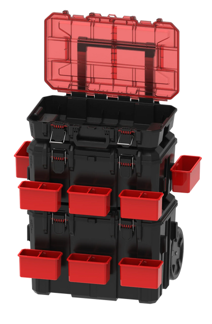 Hyper Tough Hyper Stack Heavy Duty 3 Piece Modular Rolling Toolbox System, Black