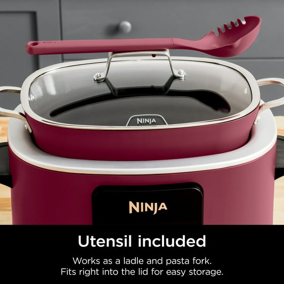 Ninja 10-in-1 Foodi Possible 8.5 Qt Multi-Cooker, Slow Cook, Dutch Oven, Steamer, Triple Heat Fusion, Glass Lid & Integrated Spoon, MC1000WM Cherry Tarte