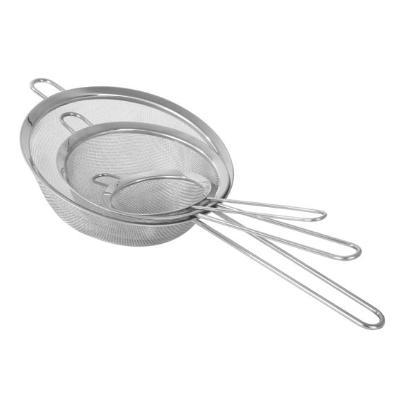 Mainstays 3 Pack Premium Stainless Steel Fine Mesh Strainers, 4", 6", and 8", Silver