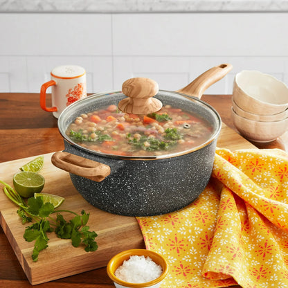 The Pioneer Woman Prairie Signature 4-Quart Cast Aluminum Sauce Pan, Charcoal Speckle