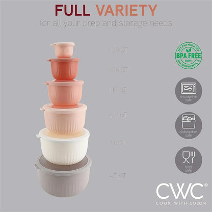 COOK WITH COLOR Meal Prep Containers Wide Mixing Bowls Food Storage Containers with Lid