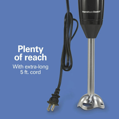 Hamilton Beach 2-Speed Immersion Hand Blender for Kitchen with Blending Wand & Whisk, Black