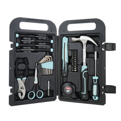 Hyper Tough 40-Piece Seafoam Household Tool Kit for Basic Repairs and DIY Projects