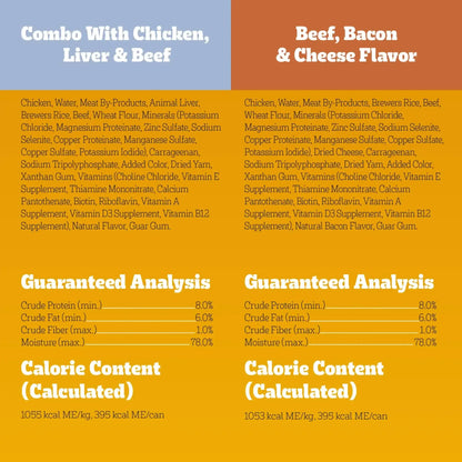 Pedigree Chopped Ground Dinner Chicken & Bacon Variety Pack Wet Dog Food, (12) 13.2 oz Cans
