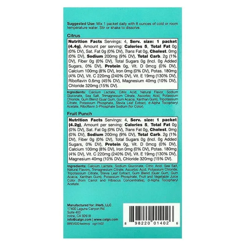 California Gold Nutrition, HydrationUP®, Electrolyte Drink Mix with Calcium, Potassium, Vitamin C, and Vitamin E