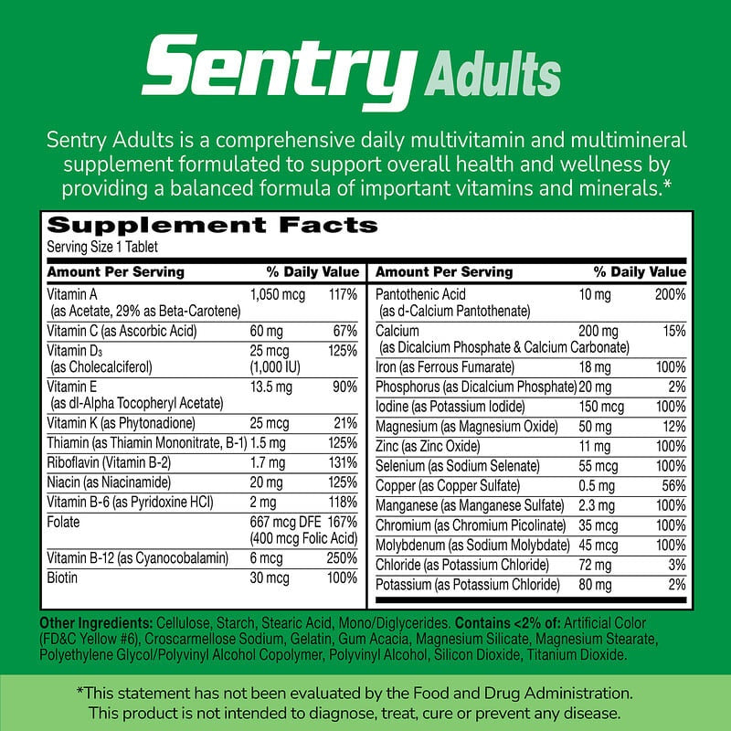 21st Century, Sentry, Adults Multivitamin & Multimineral Supplement, Tablets