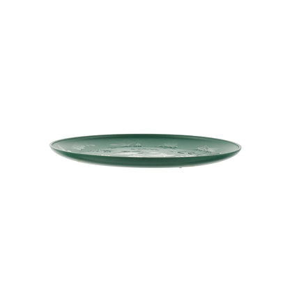 Mainstays 12-Piece Plastic Etched Holly Dinnerware Set, Green