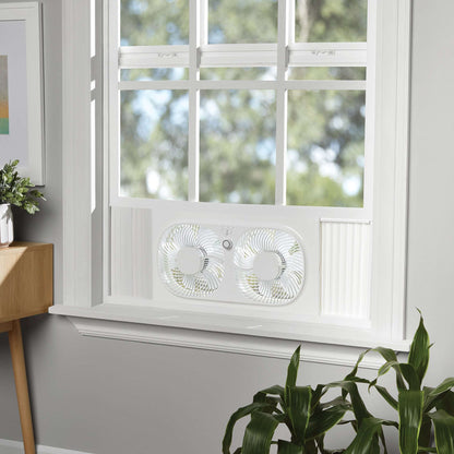 Mainstays 9'' 3-Speed, Reversable Twin Window Fan, White