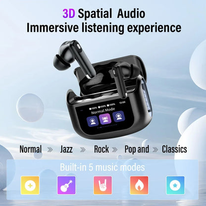 Touch Screen Wireless Earbuds, Bluetooth 5.4 Ear Buds with Multifunctional with ENC Noise Cancelling MicClear Calls Earphones, 48H Bass Stereo Headphones, IP7 Waterproof Headphones for Workout