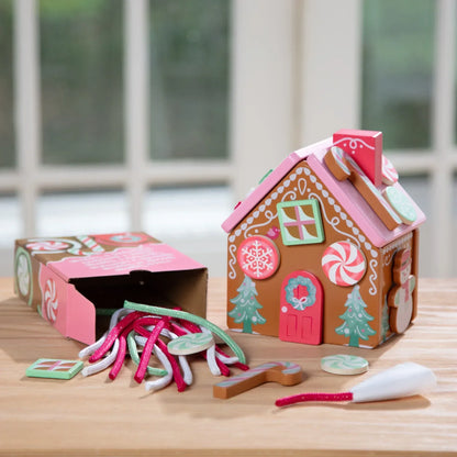 Melissa & Doug Pink Wooden Gingerbread House Reusable, Mess-Free Play Set Activity for Boys and Girls