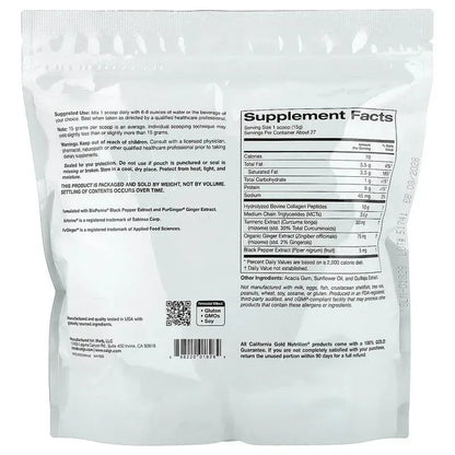 California Gold Nutrition, Hydrolyzed Collagen Peptides with Turmeric, MCT, and Ginger, 14.1 oz (400 g)