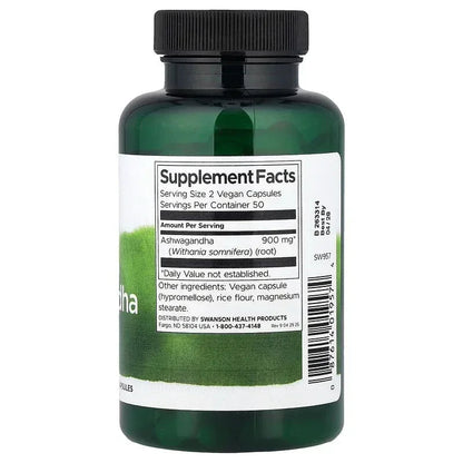 Swanson Full Spectrum Ashwagandha - 450mg Vegan Capsules for Stress Relief &amp; Wellness