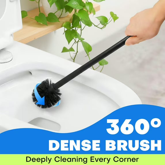 GARITIN Plunger and Toilet Brush Set with Holder, 2 in 1 Toilet Plunger and Brush Combo for Bathroom Cleaning, Black