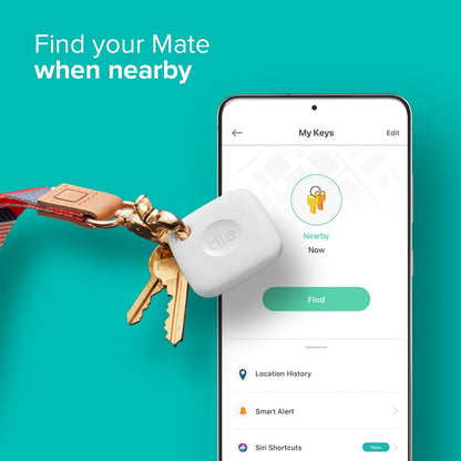 Tile Mate (2022) 1-Pack, White. Bluetooth Tracker, Keys Finder and Item Locator; Up to 250 ft. Range.