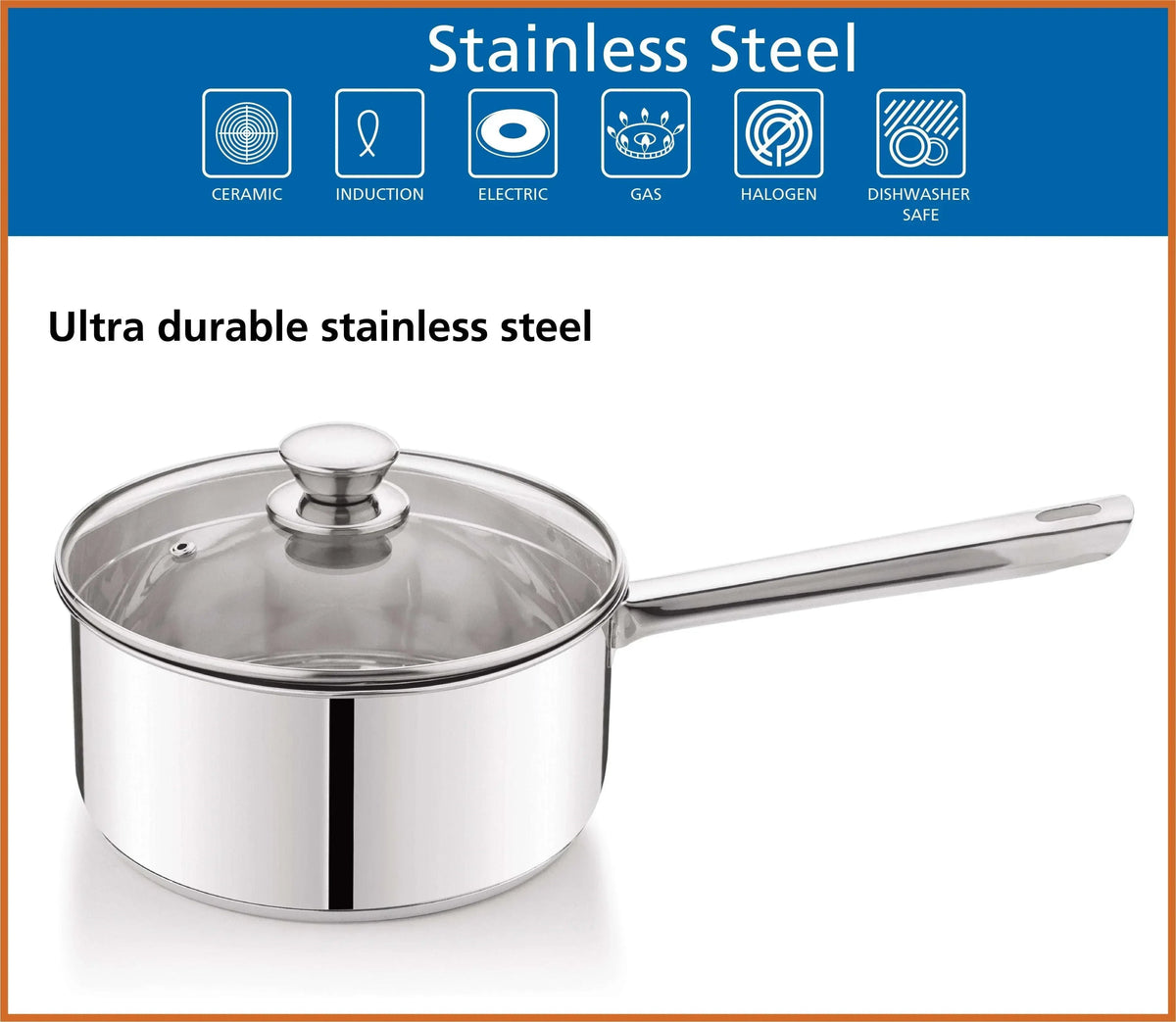 Mainstays 3 qt Induction Compatible Stainless Steel Saucepan with Lid