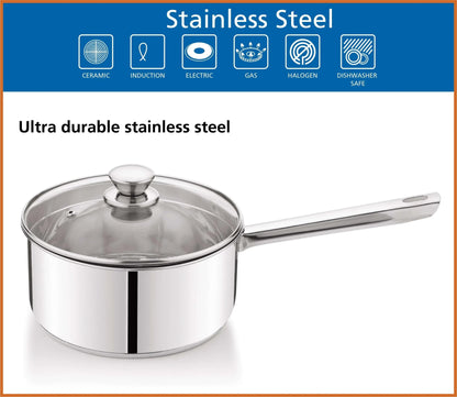 Mainstays 3 qt Induction Compatible Stainless Steel Saucepan with Lid