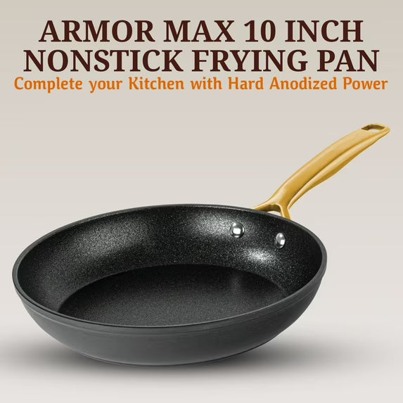 GraniteStone Armor Max 12 Inch Nonstick Frying Pan, 8x Longer Lasting Non Stick Hard Anodized Aluminum Frying Pan, Easy Clean, Oven Safe, Electric Stovetop Compatible