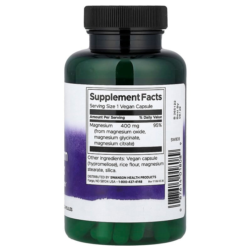 Swanson, Triple Magnesium Complex, 400 mg, Vegan Capsules