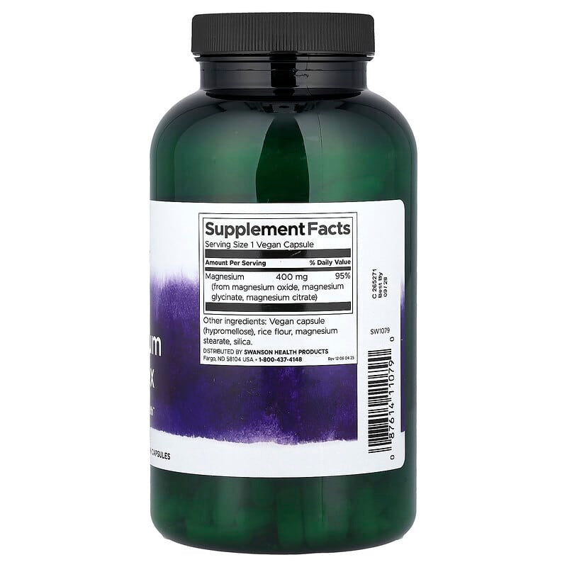 Swanson, Triple Magnesium Complex, 400 mg, Vegan Capsules