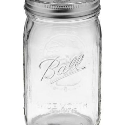 Ball Mason Glass Jar Wide Mouth with Lid and Band Quart 32 oz, 6-Pack