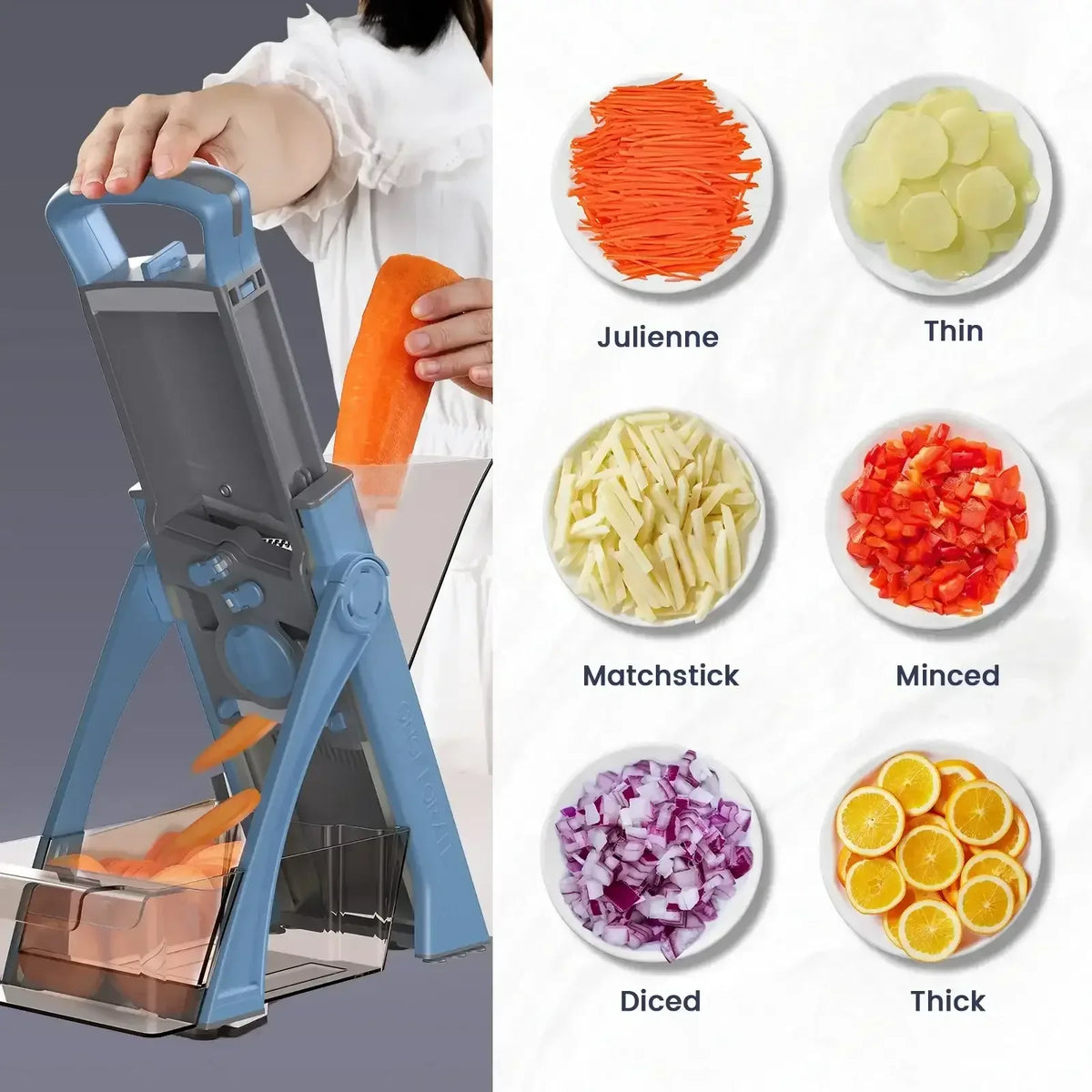 Mandoline Slicer for Vegetables Fruits, Adjustable Thickness Stainless Steel Food Cutter & Chopper, Safe and Quick Meal Preparation