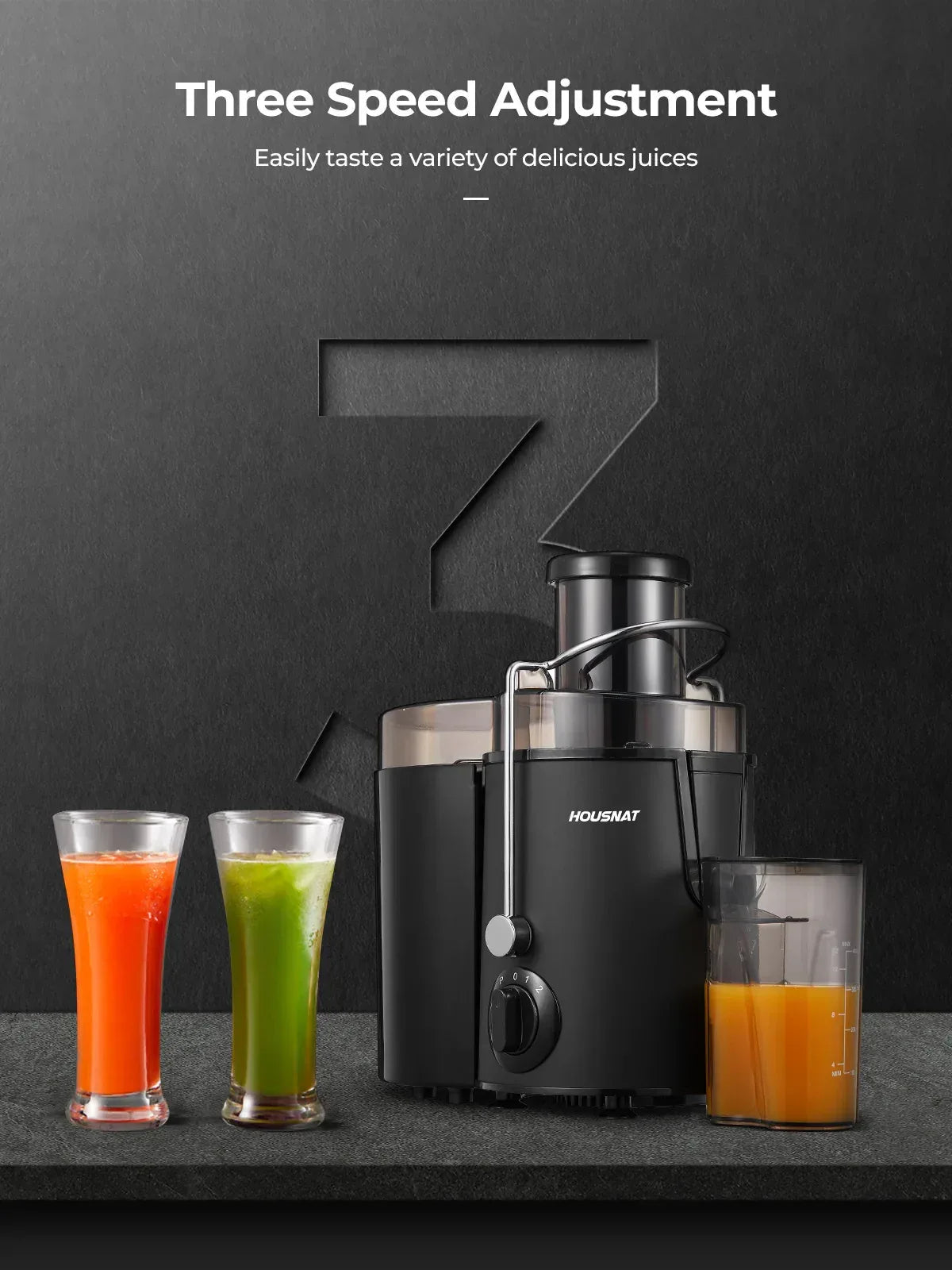 Juicer Machine with Wide Mouth 3" Feed Chute for Fruits and Vegetables, Black