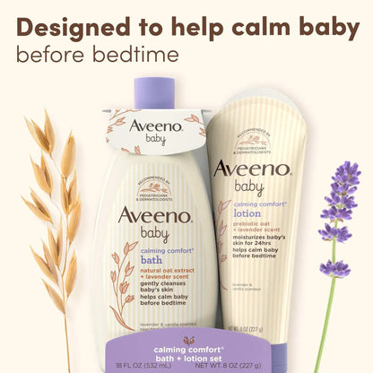 Aveeno Baby Calming Comfort Bedtime Unisex Infant Baby Gift Set with Wash and Lotion, Lavender Scent, 2 Items