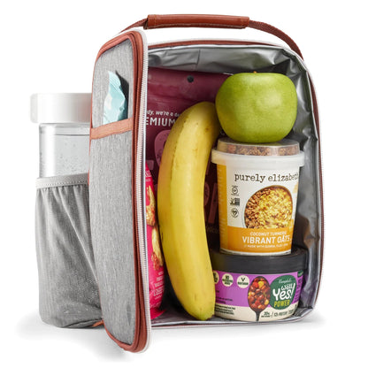 Acorn St by Fit & Fresh Vertical Insulated Reusable Lunch Bag for Men, Women, Kids, Steel