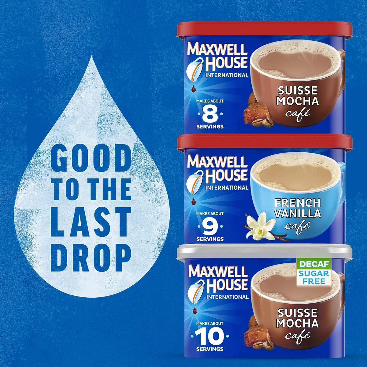 Maxwell House Instant Cafe-Style Beverage Mix, Easy to Prepare, 1 Canister, for Quick Morning Coffee or Afternoon Treat, Suisse Mocha Cafe, Kosher Dairy, 7.2 oz