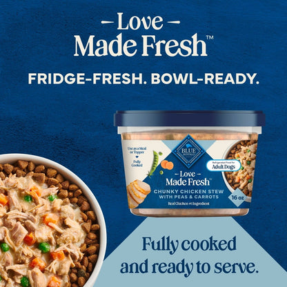 Blue Buffalo Love Made Fresh Dog Food, Refrigerated, Chunky Chicken Stew, 1-lb Tub