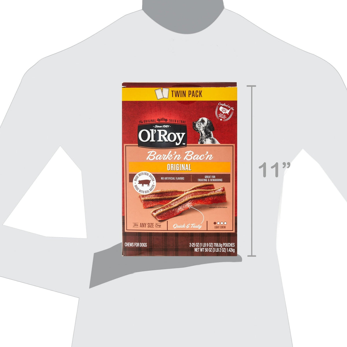 Ol'Roy Bark'n Bac'n Dog Treats with Real Bacon Chews, 25 oz Box (2 Count)