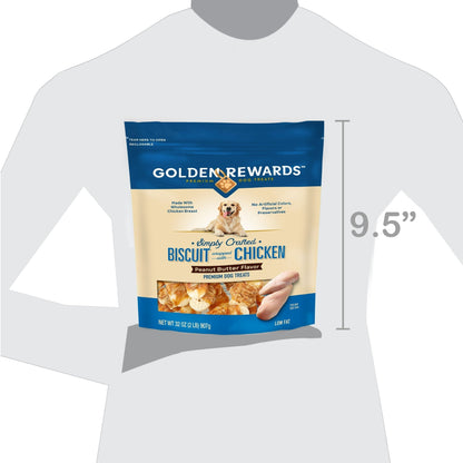Golden Rewards Peanut Butter Flavor Biscuit Wrapped with Chicken Dry Training Treats for All Dogs
