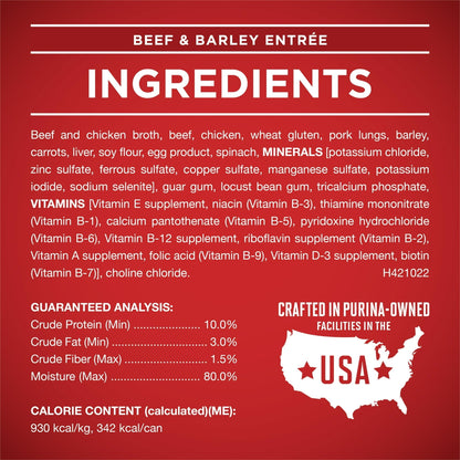 Purina ONE Tender Cuts in Gravy Chicken and Brown Rice, and Beef and Barley Entrees Wet Dog Food Variety Pack, 13 oz Cans ()