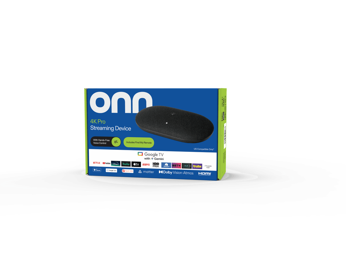 onn 4K Pro Streaming Device, Google TV with Gemini (NEW 2026 Model) - Ultra-fast Streaming, Stunning 4K UHD, 32GB Storage, 3GB RAM, Dolby Vision & Atmos, Find My Remote with Backlight, Ethernet Port