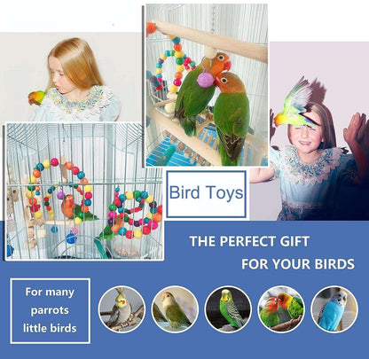 6 PCS Bird Toys Parakeet Toys,Dinosam Colorful Parrot Toy for Small Parakeets Cockatiels Conures Finches Swing Chewing Hanging Bell Cage Hammock Toy