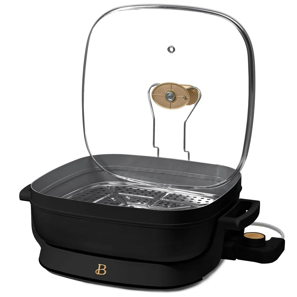 Beautiful 5 in 1 Electric Skillet - Expandable up to 7 Qt with Glass Lid, Black Sesame by Drew Barrymore