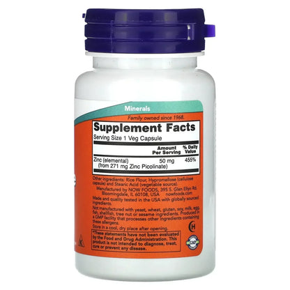NOW Foods, Zinc Picolinate, 50 mg, 120 Veg Capsules