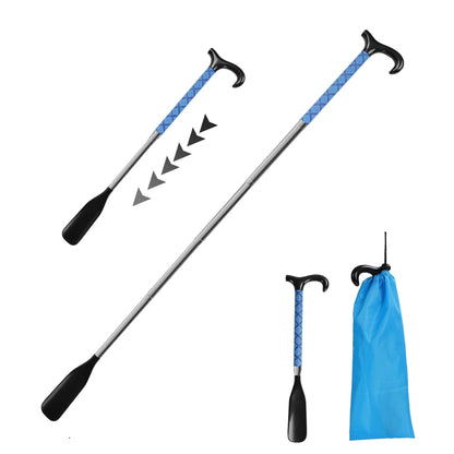 KEKOY Shoe Horn with Long Handle, 14" to 34" Adjustable and Retractable Expander Shoe Stick, Portable Stainless Steel Long Shoehorn for Seniors with Travel Bag