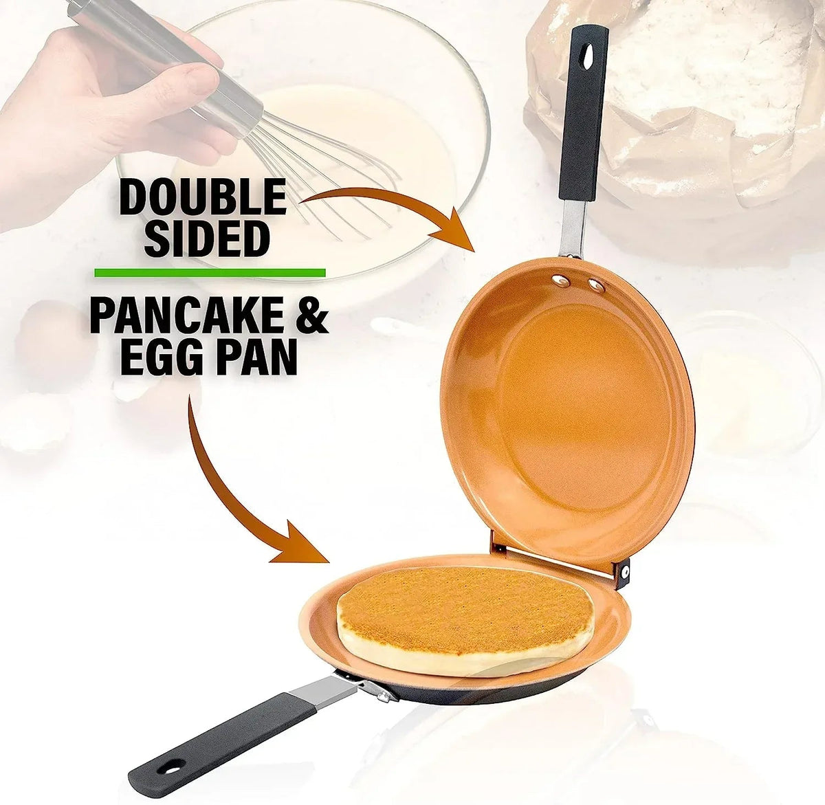 Gotham Steel Mini Pancake Maker Double Sided Pan, Ceramic Double Sided Pan Nonstick, Easy to Flip Pancake Pan, Griddle Pan for Perfect Fluffy Pancakes, Omelette Maker, Pancake Bonanza As Seen on TV