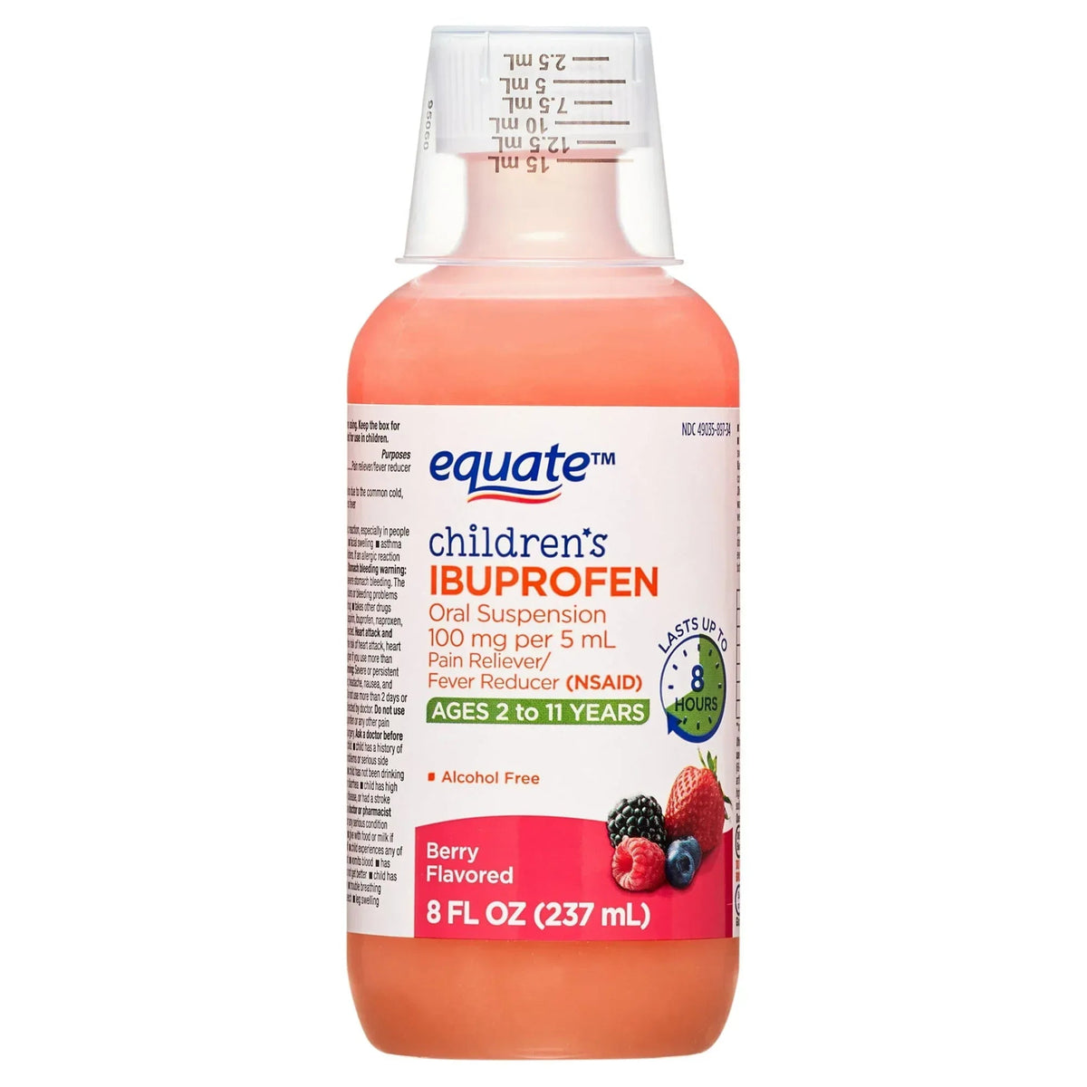 Equate Children’s Ibuprofen Oral Suspension, 100 mg/5 mL, Berry Flavor, Ages 2 to 11 Years, 8 fl oz