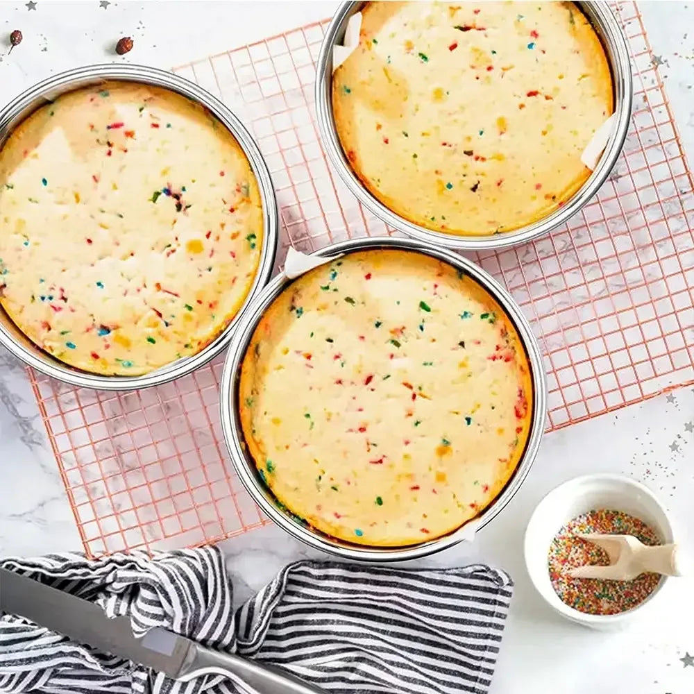 Vesteel Cake Pan, Stainless Steel Round Layer Cake Baking Pans, Non-Toxic & Healthy, Mirror Finish & Dishwasher Safe