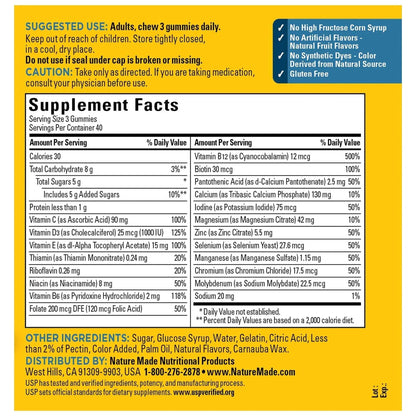 Nature Made Advanced Multivitamin Gummies for Men, Daily Wellness Supplement with Magnesium, Calcium & B Vitamins, 120 Gummies